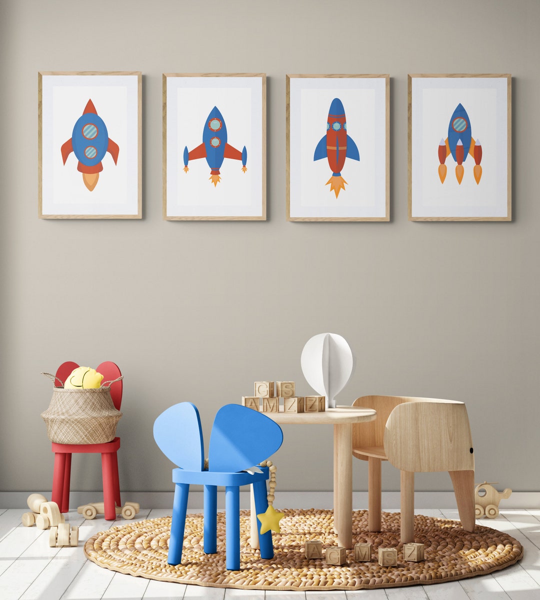 Rocket Ship Kids Print - Etsy