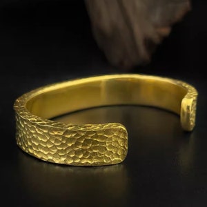24k Solid Gold Hammered Cuff Bracelet. Handmade Pure Gold 12mm Wide Cuff Bracelet. Recycled Gold Rustic Cuff. 9999 Fine Gold Bangle Bracelet image 8