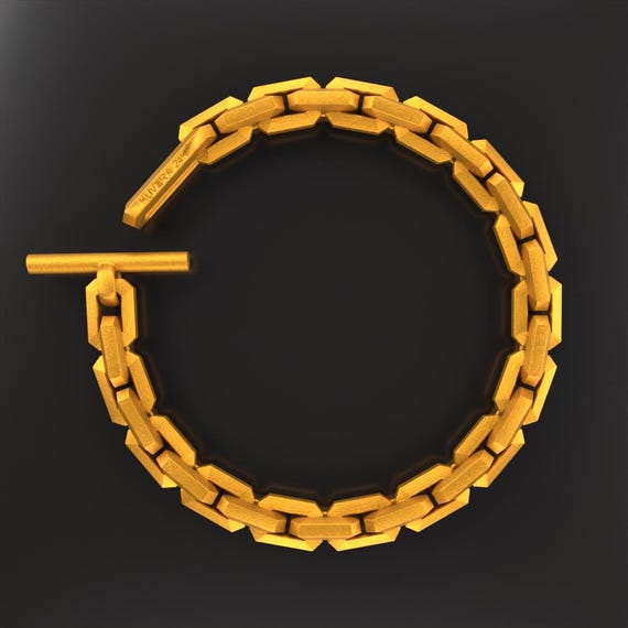 24k Solid Gold Heavy Bracelet. Gold Chain Link Bracelet