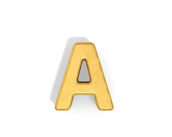 May include: A gold-colored letter "A" with a shadow, isolated on a white background. The letter has a textured surface and a triangular cutout in the center.