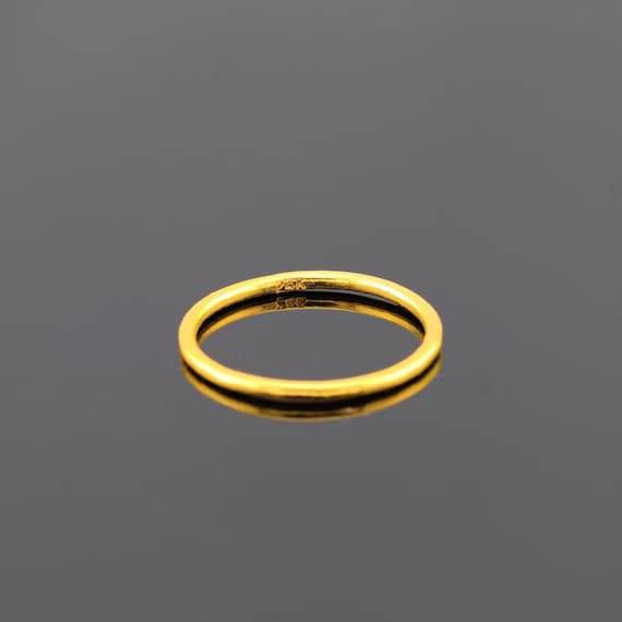 24k Gold Stacking Solid Yellow Gold 9999 Gold Wedding  Handmade Investment Dainty Petite Gold Wire Ring