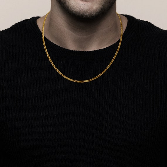 24K Gold Plated Curb Chain Necklace - Waterproof, Hypoallergenic, For Men & Women, K6059DS