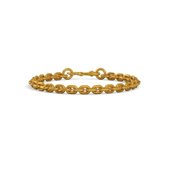 24K Solid Gold 5mm Narrow Link Bracelet. Pure Handmade 9999