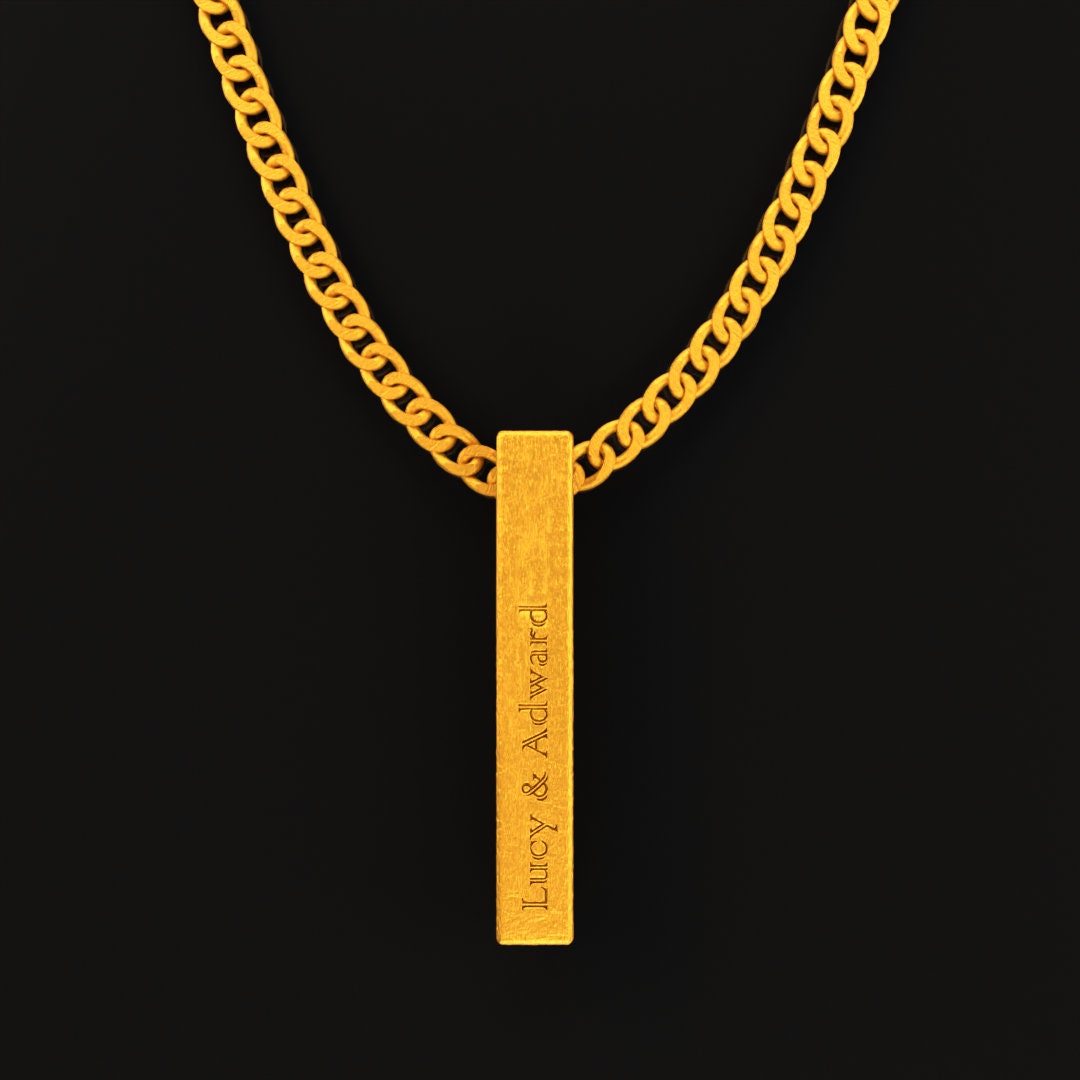 24K Solid Gold Bar Stamped Pure Gold Name Stamped