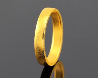 24k Gold Band Ring. 4mm Solid Yellow 9999 Gold Wedding Ring. Pure Gold Ring. Handmade Investment Jewelry. Band Recycled Gold Ring Men Women