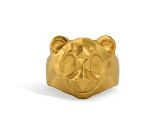 24K Solid Gold Panda Ring. Adorable Handmade 9999 Fine Gold Animal Ring. Unique Cute Gift & Investment Jewelry For Men and Women