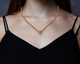 【2plan】24SS★ [LAN ARCHIVE] LAN Wood Cube Necklace LAN ARCHIVE] LAN Wood Cube Necklace - 2PLAN | 60% - Asian