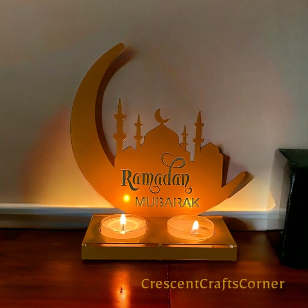 Eid Mubarak Moon Candle Holder | Iron Star Lamp | Holiday Decoration Crafts | Castle Ornaments | Ramadan Party Centrepiece