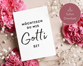 Gotti ask, gift idea PDF and PNG digital download, neutral lettering as a template including postcard and label for printing