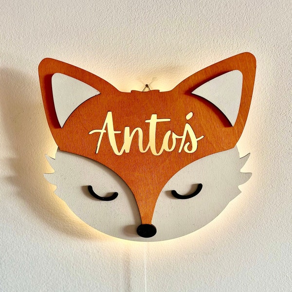 FOX LED LAMP for Kids Personalized, kinderlampe, nursery, Wandlampe, Wandleuchte, Nachtlicht kinder