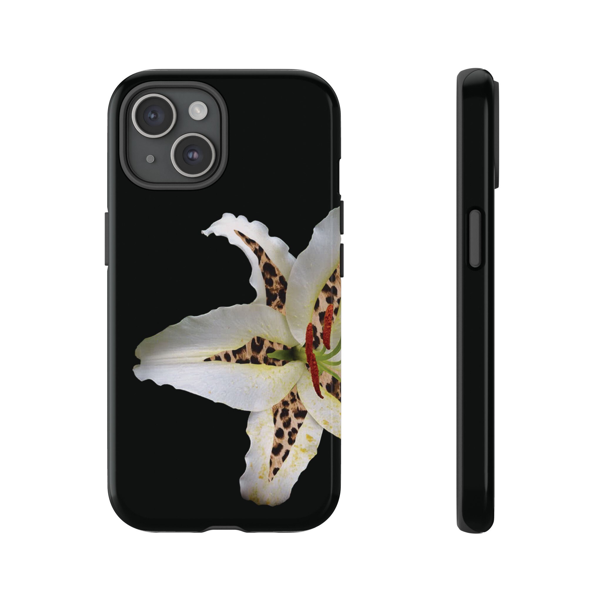 iPhone - Lily White Lily Phone Case Flower Phonecase Leopard Print