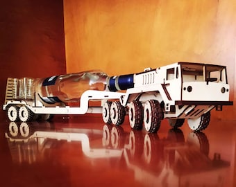 8x8 Military Truck plywood laser cut mechanical model + bootle trailer glasses holder DIGITAL DOWNLOAD