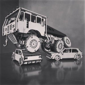 6x6 Truck plywood laser cut mechanical model DIGITAL DOWNLOAD
