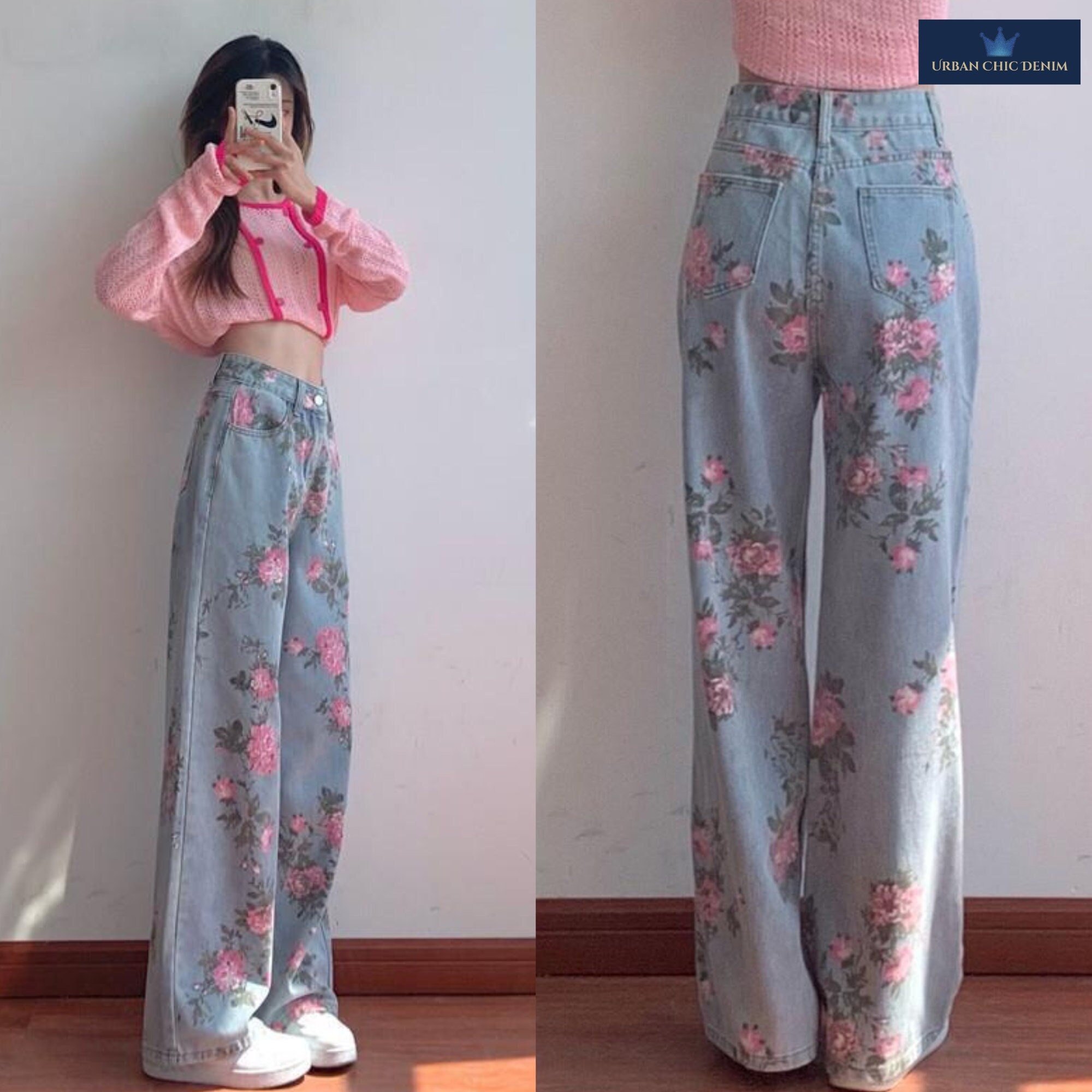 Deerose Girls Bell Bottom Floral Print Stretch Hippie Pants High Waist  Flare Pants 5-14 Year