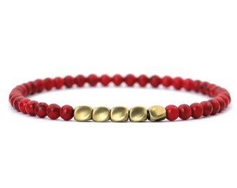 3 bracelet colours - red turquoise, turquoise or picture jasper stone with copper beads