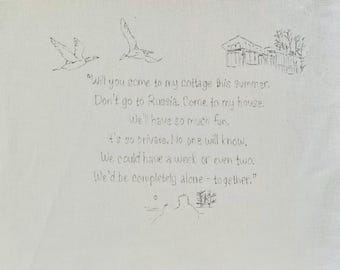 Heated Rivalry Cottage Quote Embroidery Kit, Beginner Stitch Project