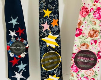 Harry Styles Tie, One of a Kind, Y2K Concert Outfit, Tie Belt, embroidered ties