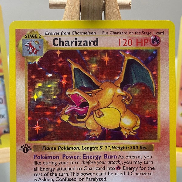 Charizard 1ère édition 4/102 shadowless holo - Coffret de base - Carte proxy Pokémon