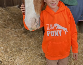 Kinder Hoodie Team Pony Pullover für Reiter Jungs und Mädchen