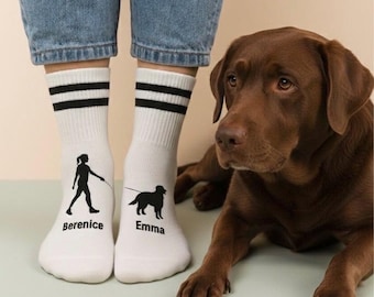 Personalized dog and owner socks, dog owner gift, birthday gifts, Christmas dog trainer socks