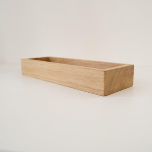 Wooden Cutlery Box - Handmade Oak Flatware Storage and Utensil Organizer for Kitchen, Tabletop Silverware Holder, Rustic Kitchen Decor