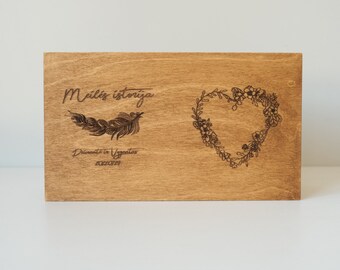Memories Wood Box with Custom Engraving - Elegant Keepsake or Memory Box for Keeping Photos, Letters- Ideal Gift for Special Occasions