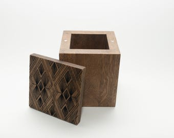 Art Deco Wooden Box with Magnetic Lid - Decorative Keepsake and Memory Box, Engraved Trinket Box, Elegant Gift for Her