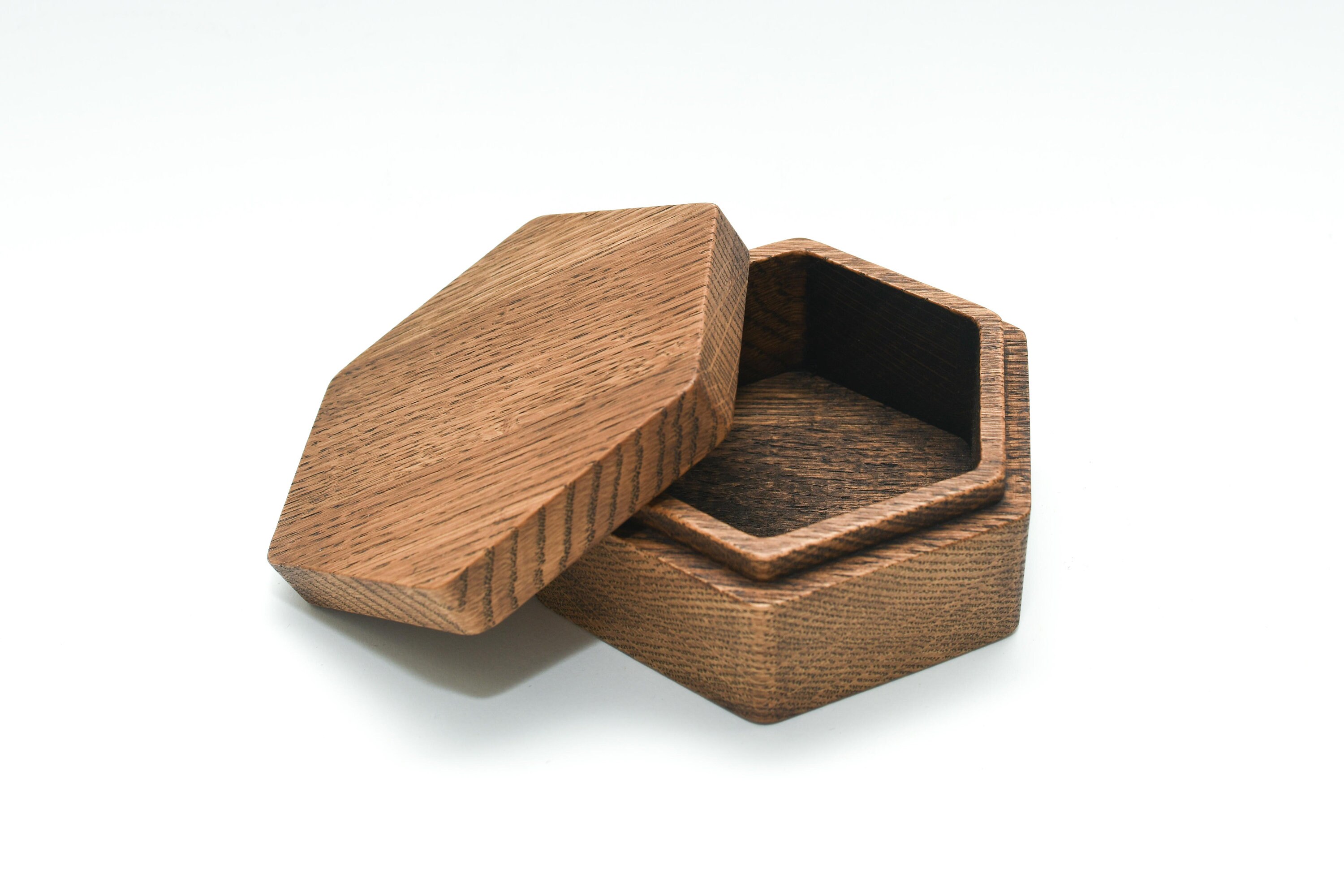 Wooden Hexagon Box - Jewlery or Small Treasures Box, Rustic