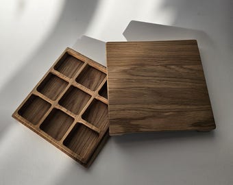 Wooden Compartment storage, Wooden jewelry box, Earring holder box, Ring organizer, Jewellery tidy, Box with dividers, Jewelry Organizer