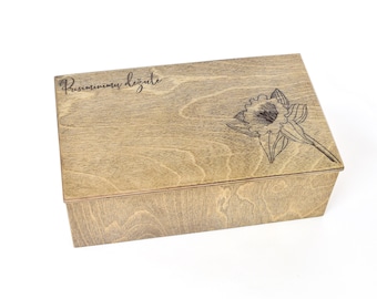 Wooden Memory Box with Optional Personalized Engraving - Handcrafted Keepsake Box for Cherished Mementos, Photos, and Heirlooms