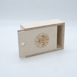 Engraved Minimalist Wooden Box with Sliding Lid - Customizable, Sleek and Simple Design, Handcrafted Storage for Keepsakes, and Small Items