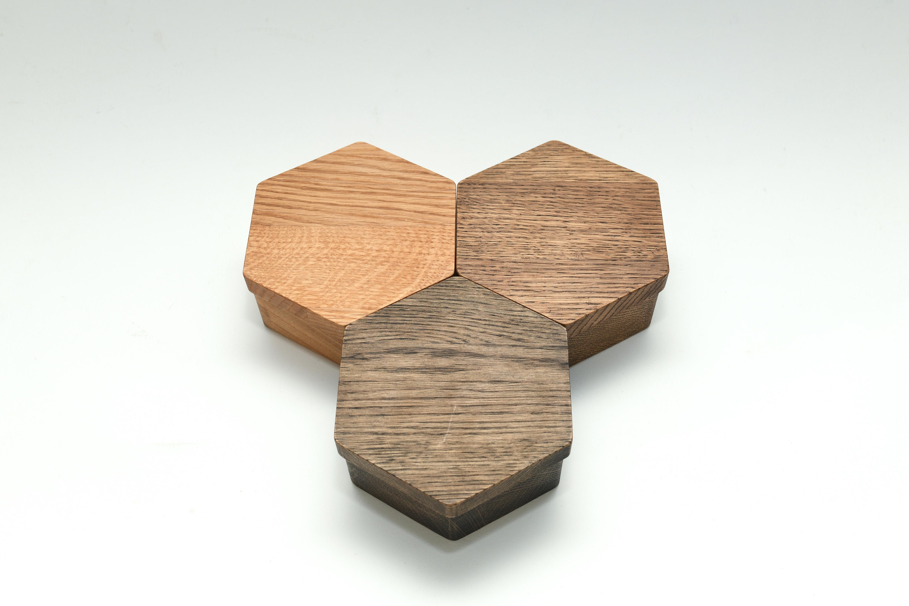 Boîte En Bois Hexagonale Pour Bijoux - 7 Compartiments, Dimensions 15x13x6 Cm - Bois Clair, Personnalisable - Rangement Organisé, Décoration
