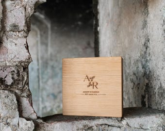 Wooden Photo Box with USB Slot - Photographer Gift, Keepsake Box for 4x6 Prints and USB Drive, Wedding Photo Storage Box