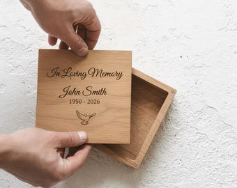 In Loving Memory Keepsake Box - Personalized Sympathy Gift, Engraved Wooden Memory Box, Bereavement Remembrance Gift