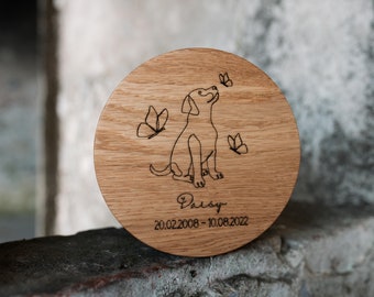 Wooden Dog Urn with Custom Engraving - Personalized Pet Memorial Keepsake - Handcrafted Ashes Casket with Name & Dates