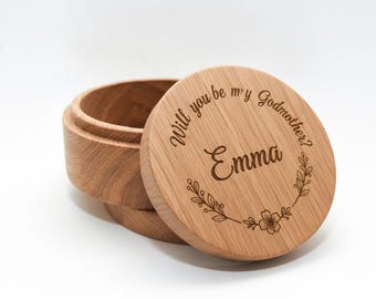 Godmother Proposal Box - Will You Be My Godmother Gift, Personalized Wooden Trinket Box, Godparent Proposal Keepsake