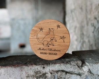 Minimalist Cat Urn, Custom Engraved - Personalized Pet Memorial Wooden Keepsake - Handcrafted Ashes Holder with Lid - Forever in Our Hearts