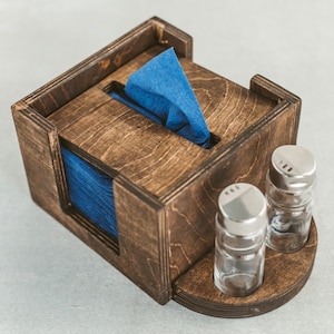 Wooden Napkin & Salt/Pepper Box - Elevate Your Table Setting with Our Rustic Elegance and Handcrafted Charm