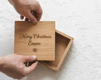 Secret Santa Gift Box - Personalized Wooden Christmas Keepsake, Colleague Coworker Christmas Gift, Small Holiday Gift Box
