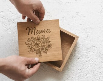 Personalized Mom Keepsake Box - Mothers Day Gift, Engraved Wooden Memory Box with Kids Names, Gift for Mom from Kids