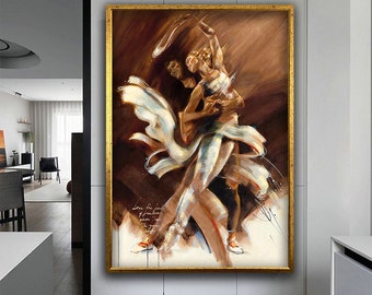 Dancing woman canvas wall art, dancing couple wall decor, ballerina couple wall art, ballerina canvas wall art