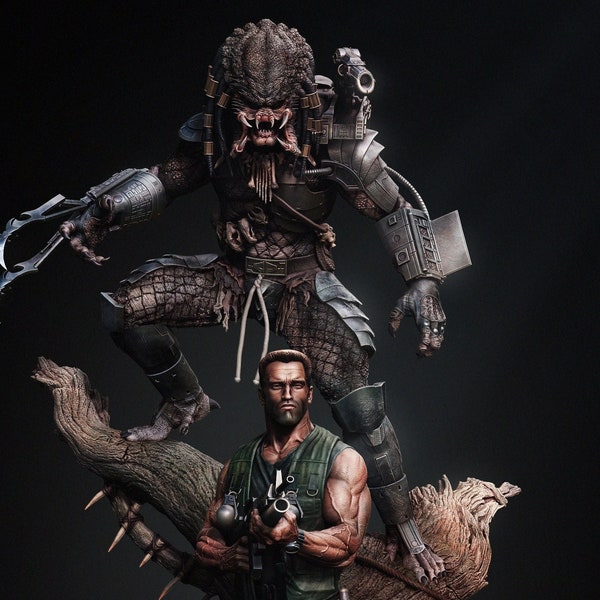 Predator and Dutch diorama - 23 cm - flexible resin