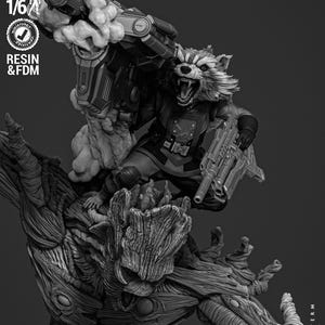 Rocket Raccoon and Groot Fan Art Diorama - Superheroes - 3D Printing