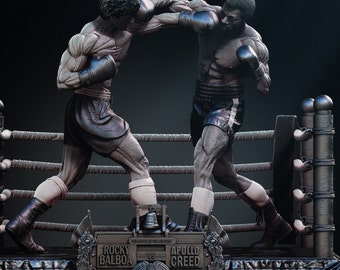 Rocky vs apollo - diorama - 17 cm de alto - sin pintar