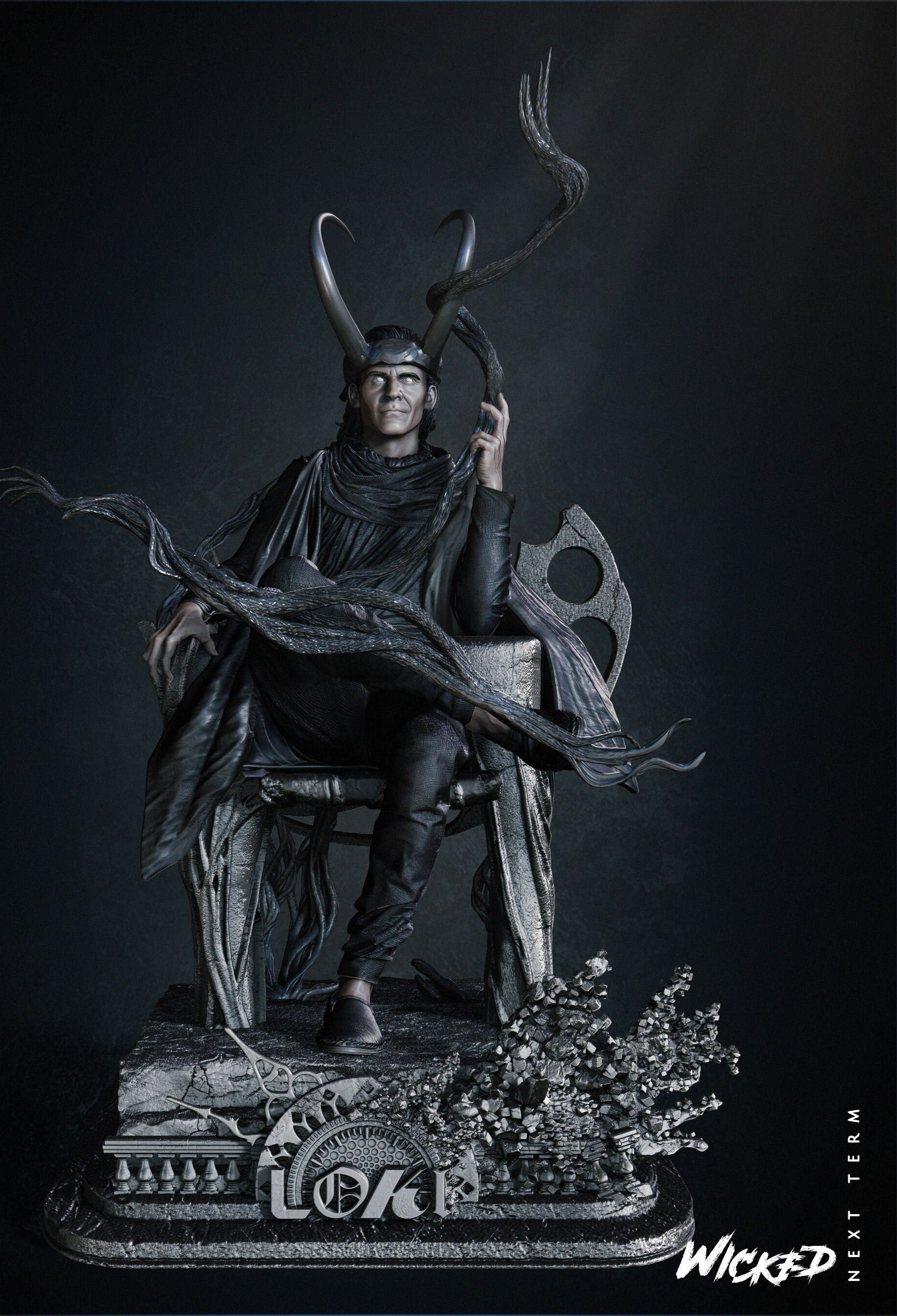 Loki on his throne figure - Superheroes - 1:6 scale