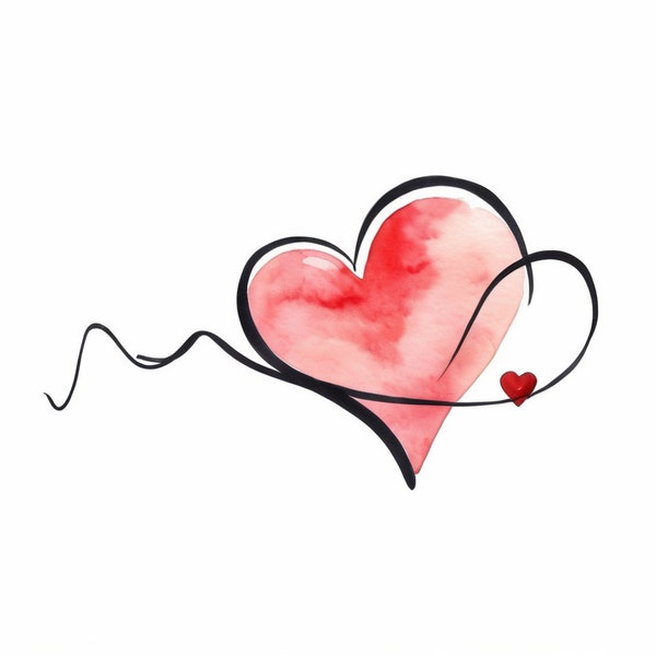 Amor en trazos: Ilustraciones Lineales y Minimalistas para San Valentín. Descubre la belleza simple con este corazón entrelazado