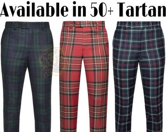 Men's Scottish Tartan Trousers Handmade Dress Pants For Wedding Golf Pants Scotland Available in 50+ Tartans.
