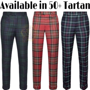 Heren Schotse Tartan Broek Handgemaakte Jurk Broek Voor Bruiloft Golfbroek Schotland Verkrijgbaar in 50+ Tartans.