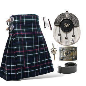Men&#39;s Wedding Kilt Set Scottish Dregon design 5 pieces Traditional dress kilt set available in 40+ Clan Tartans.