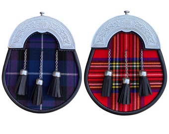 Men's Handmade Scottish Traditional Sami Dress Tartan kilt Sporran Available in 40+ Clan Tartans.